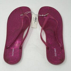 NWT Old Navy flip-flops sandals jelly pink glitter women 9